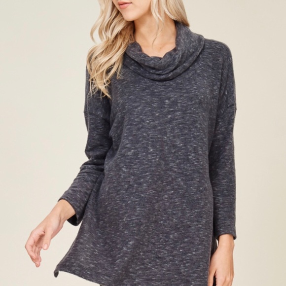 Lianne Cowl Neck Soft Knit Top in Charcoal Grey - Picture 3 of 4